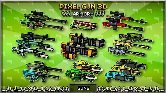 Hệ thống vũ khí trong game Pixel Gun 3D Hệ thống vũ khí trong game Pixel Gun 3D